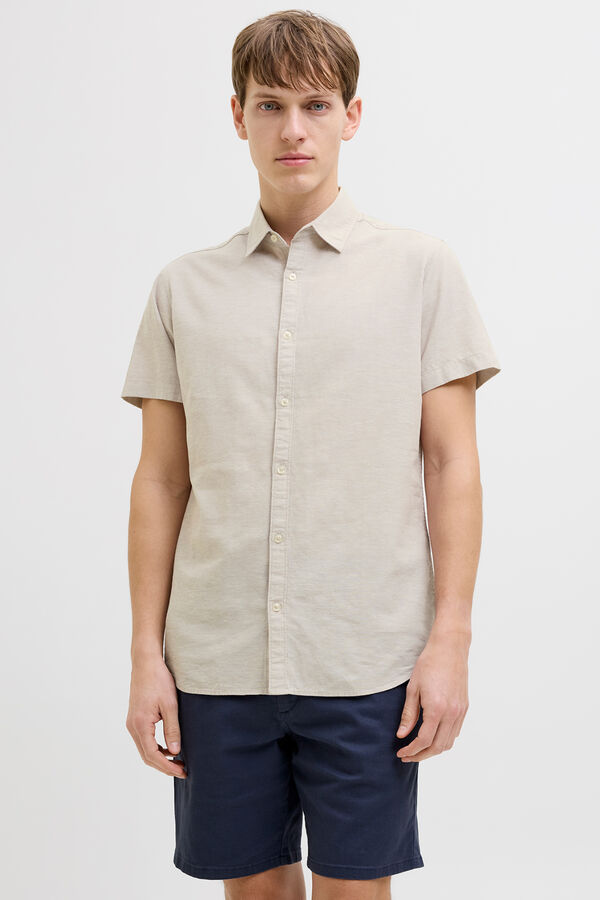 JJ REBEL Linen comfort fit shirt grey