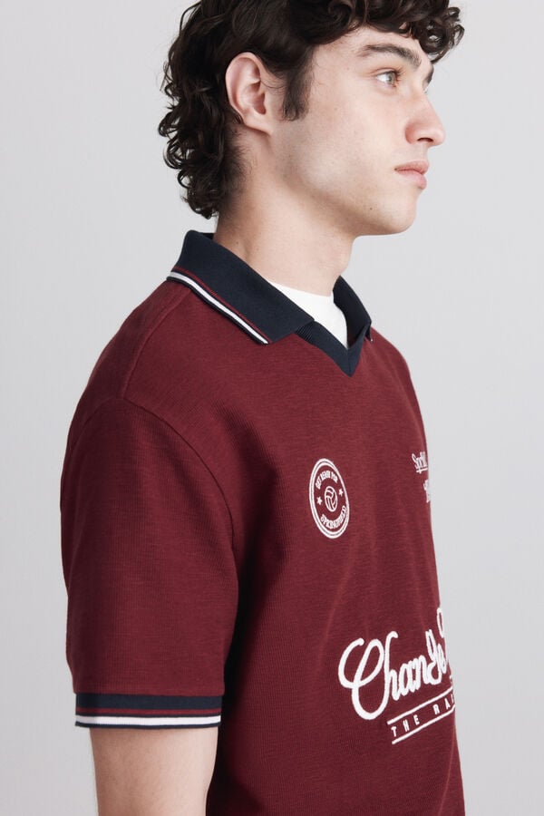 Springfield Contrast regular fit sports polo shirt red