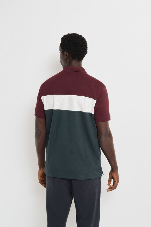 Springfield regular fit color block piqué polo shirt crvena