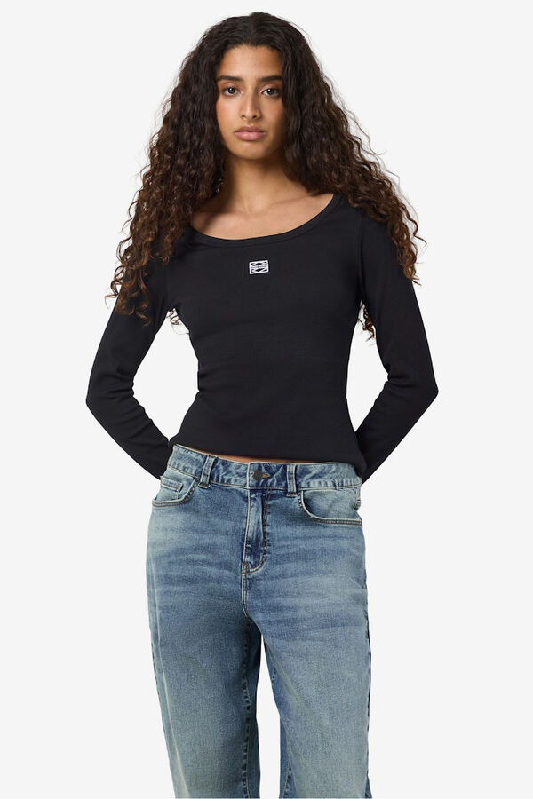 Noisy May basic long sleeve T-shirt Crna