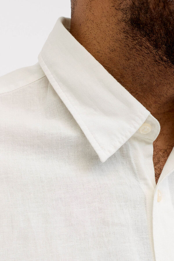 Jack & Jones PLUS Linen long sleeve shirt blanc