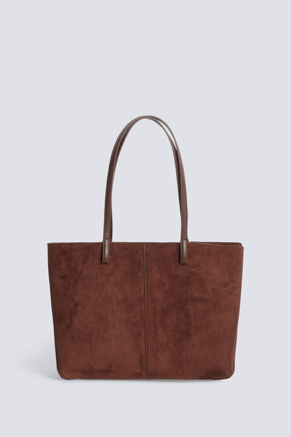 Springfield Mala tote bag efeito camur&ccedil;a castanho