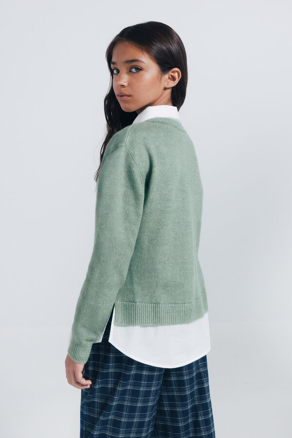 Springfield Kids Džemper sa kragnom za devojčice. Zelena