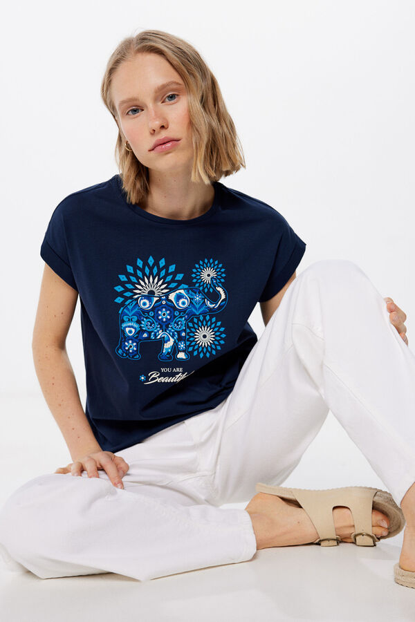 Springfield T-Shirt Ethno-Grafik azulado