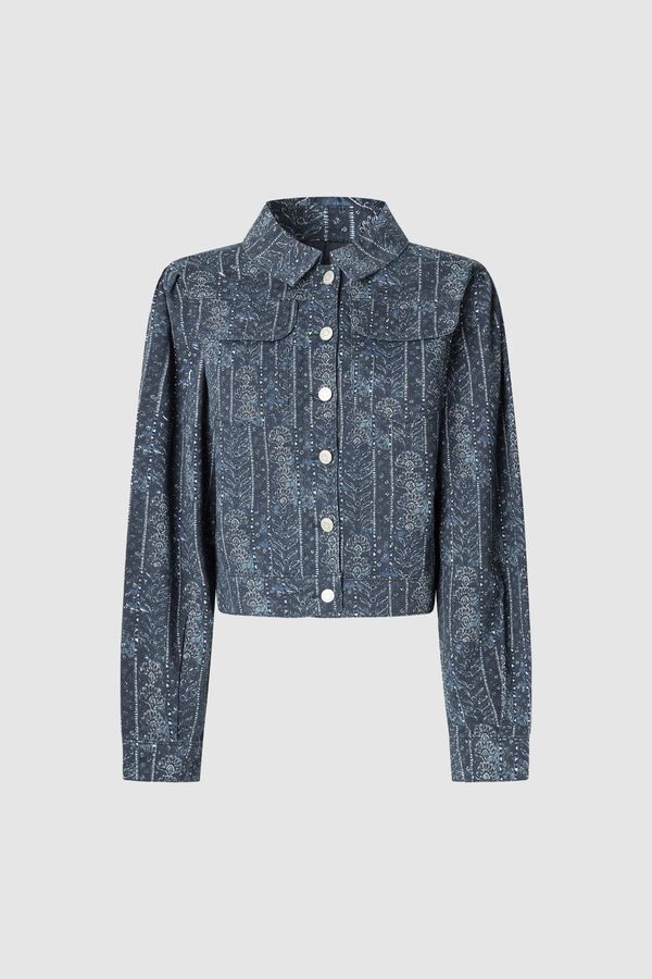 Pepe Jeans Cropped Fit Floral Print Overshirt blue