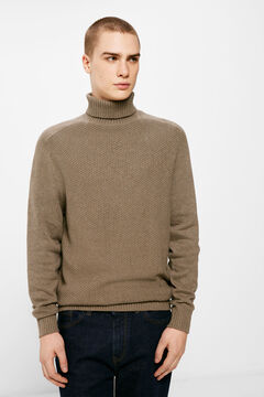 Springfield Teksturirani džemper s ovratnikom brown