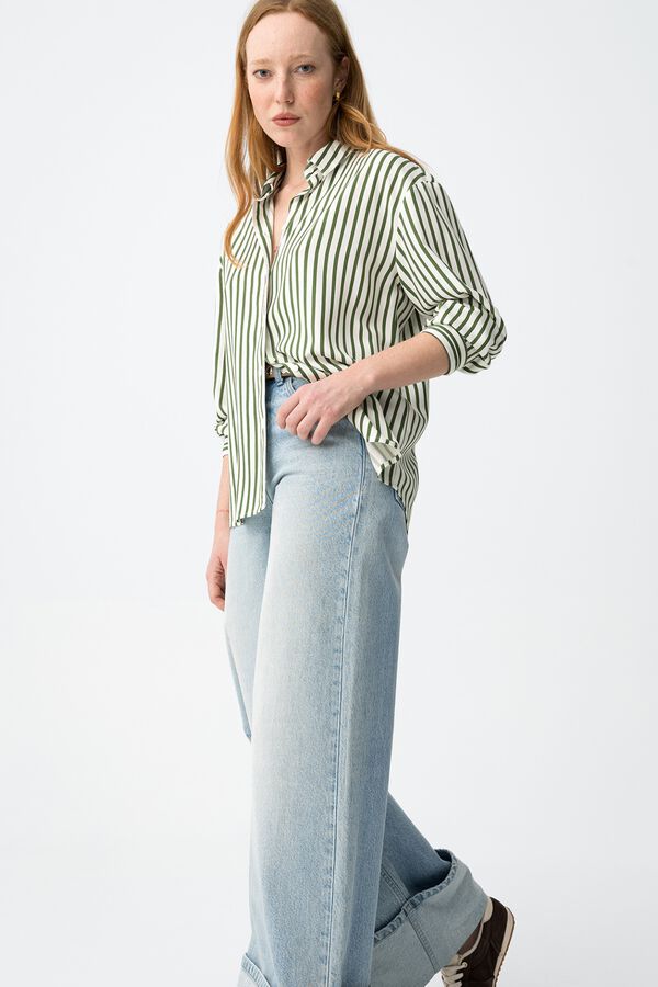 Tiffosi Relaxed long sleeve shirt in ecru green