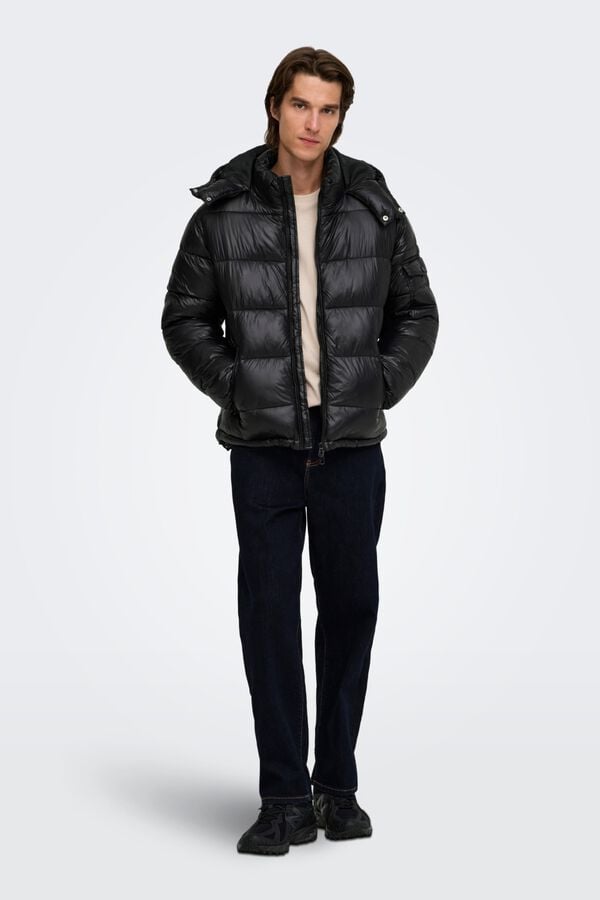 Only & Sons Chaqueta acolchada con capucha negro