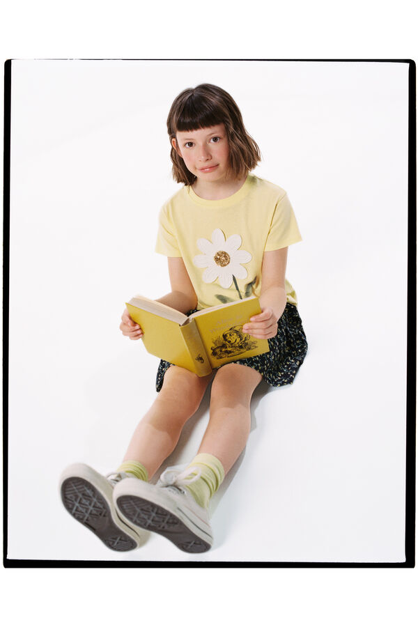Springfield Camiseta margaritas crochet niña amarillo