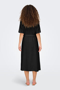 JDY Vestido midi camisero de lino con cintur&oacute;n
