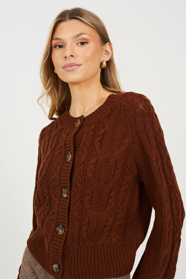 Brave Soul Cardigan de malha com oitos cru