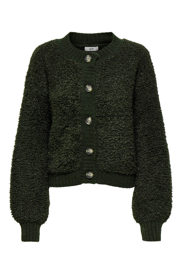 JDY Casaco de malha com fecho de bot&atilde;o verde