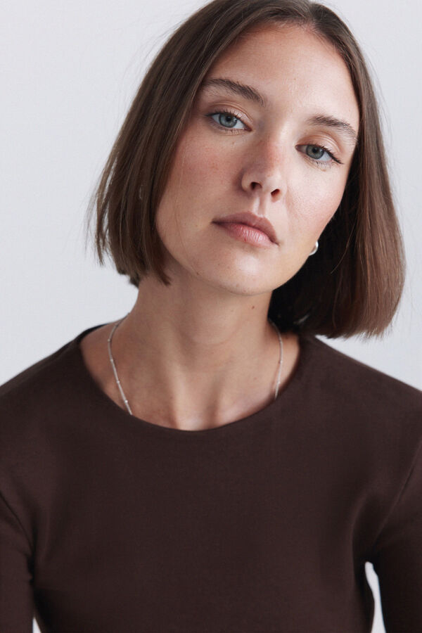 Springfield Cotton long sleeve basic T-shirt nude
