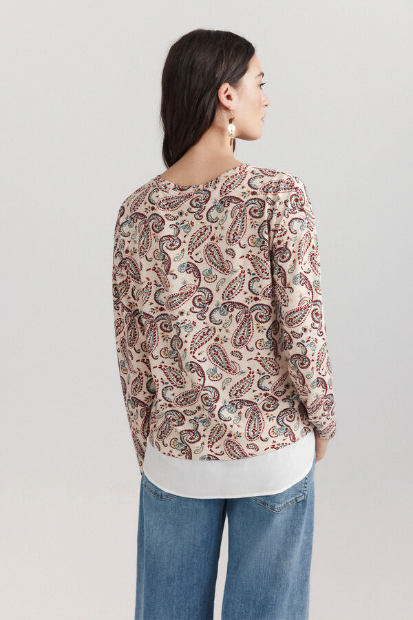 Springfield Printed two-material long sleeve T-shirt blue