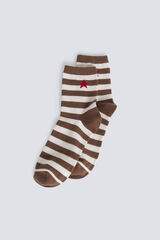 Springfield Long striped star print sock brown