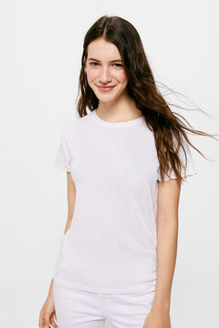 Springfield Plain Swiss embroidery sleeve T-shirt white