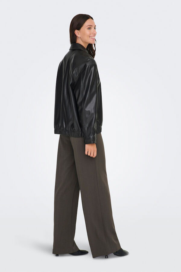 Only Bomber de piel vegana negro