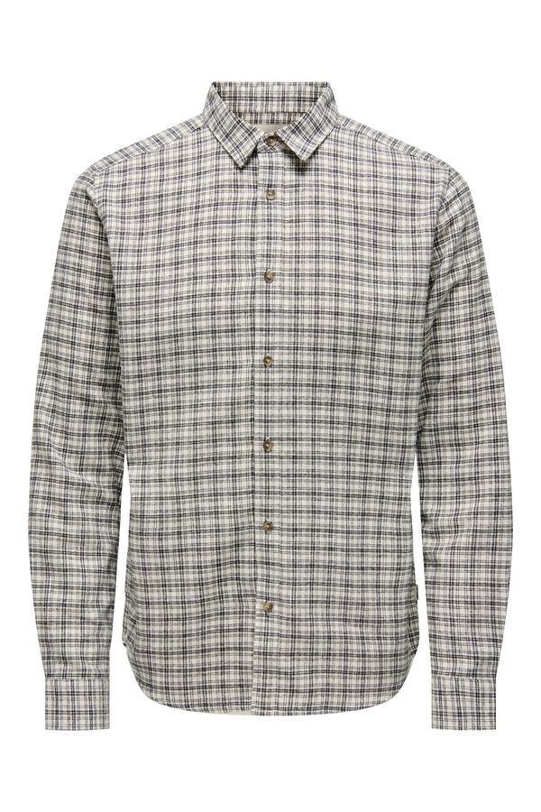 Only & Sons Plaid slim fit shirt white