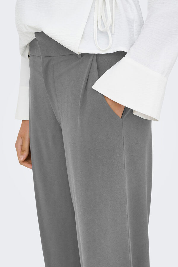 JDY Wide-leg long trousers gris