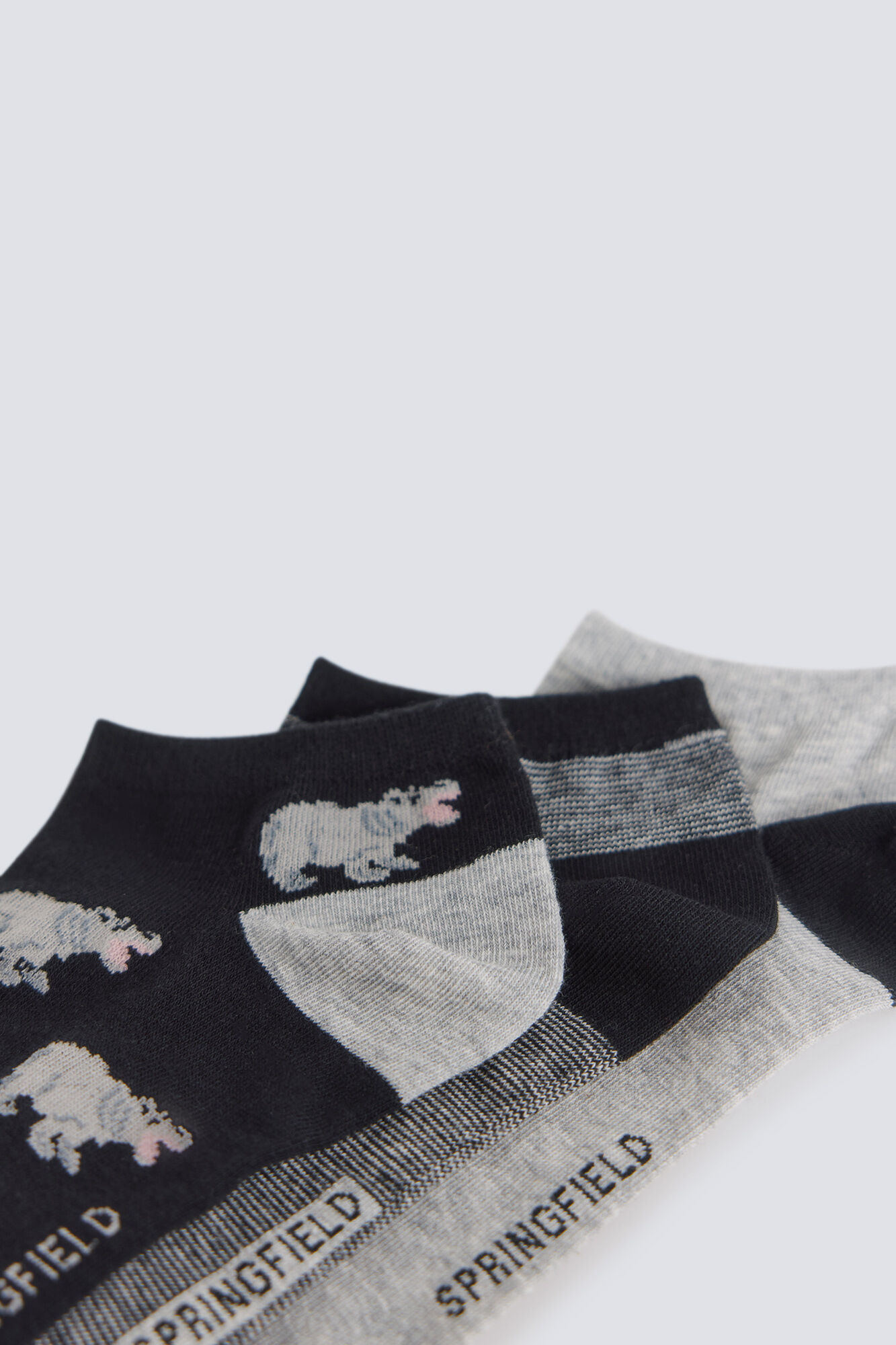 Springfield 3-pack hippo print ankle socks