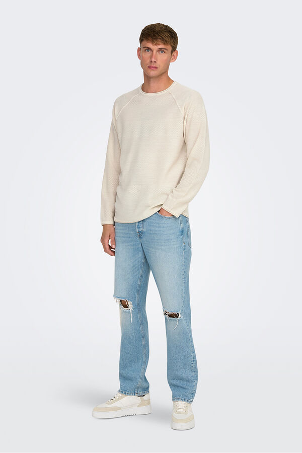 Only & Sons Camisola gola redonda. cinzento