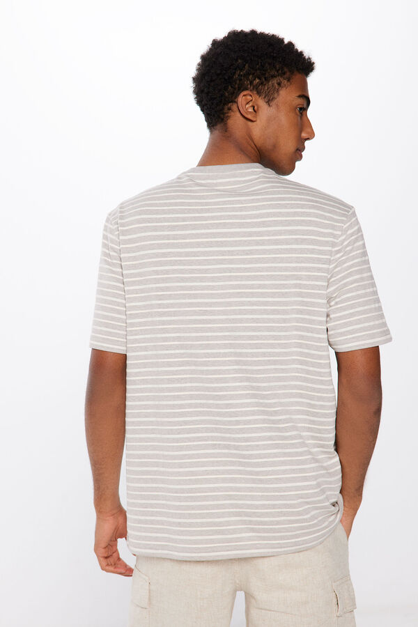 Springfield Textured stripe T-shirt gray