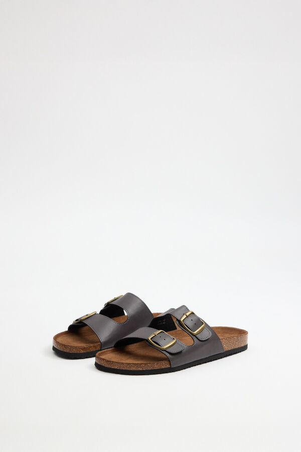 Inside Double buckle bio sandals nude