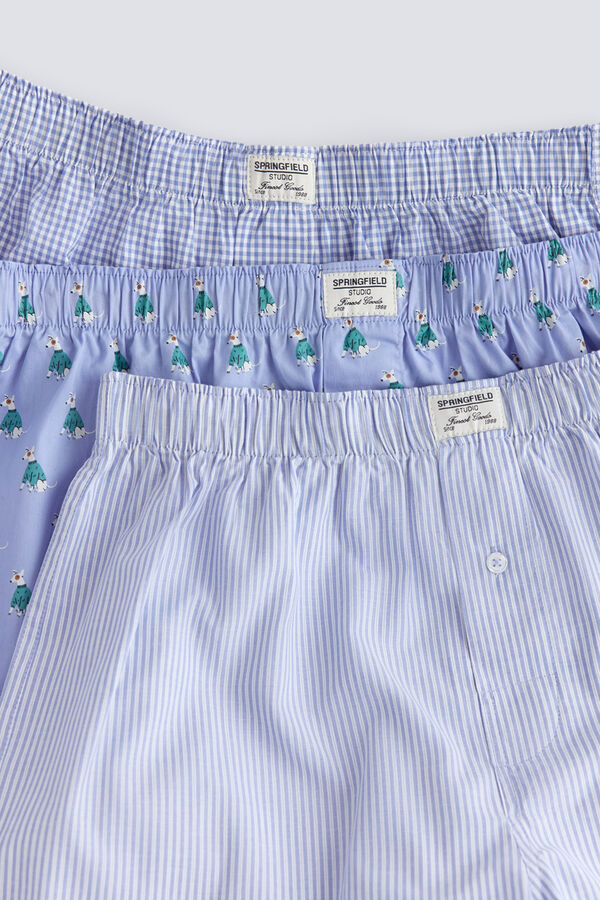 Springfield Printed poplin 3-pack boxers blue