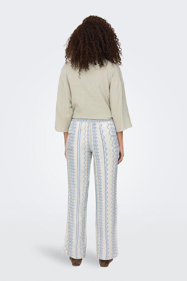 JDY Pantal&oacute;n ancho bambula blanco