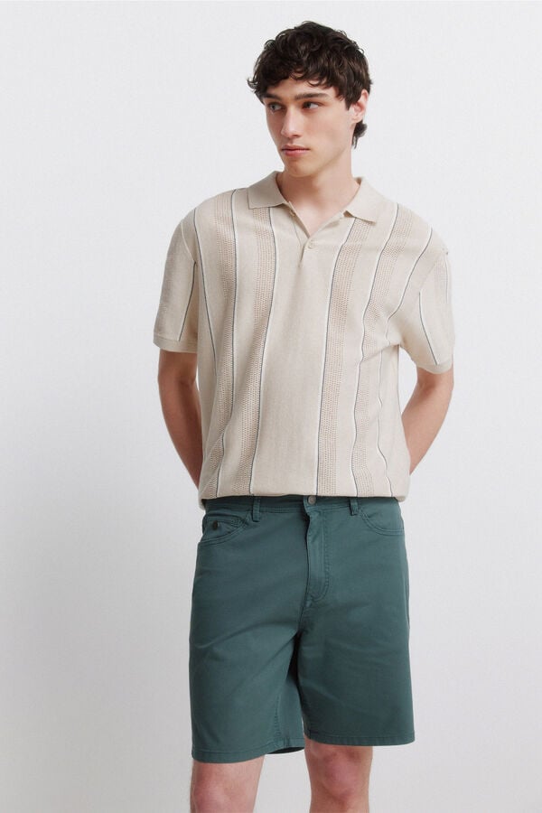 Springfield Lightweight 5-pocket washed regular fit Bermuda shorts blue