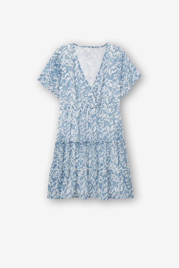 Springfield Kleid mit Print und Einschnitten azul acero