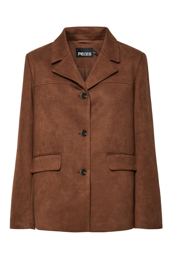 Pieces Chaqueta blazer antelina marrón