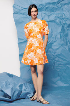 Springfield Linen/cotton low back dress orange