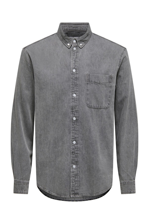 Only & Sons Denim regular fit shirt grey