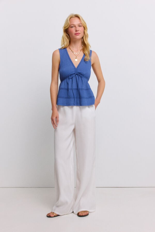 Springfield Top crochet cord&oacute;n azul