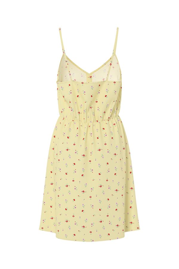 Pieces Vestido mini de tirantes estampado amarillo