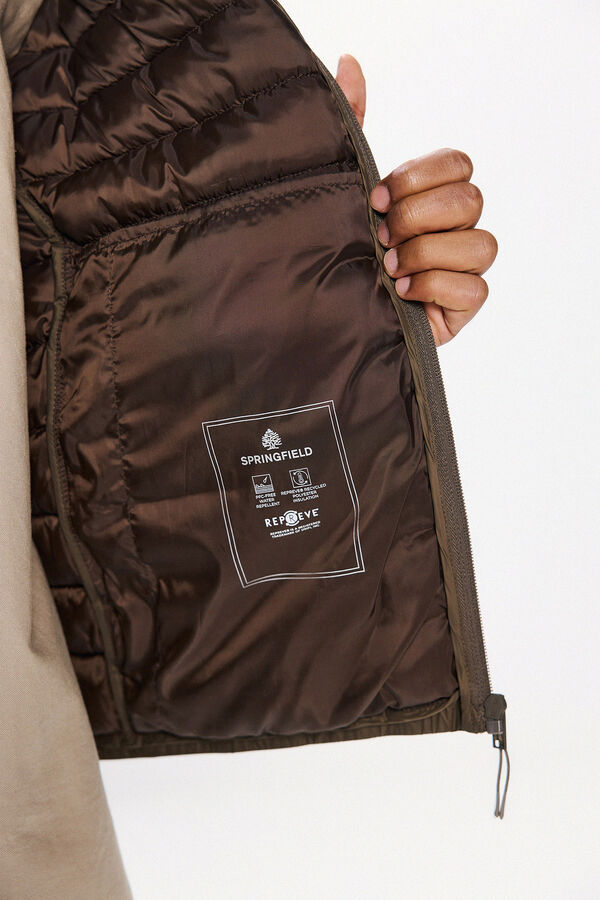 Springfield Quilted hooded jacket brown