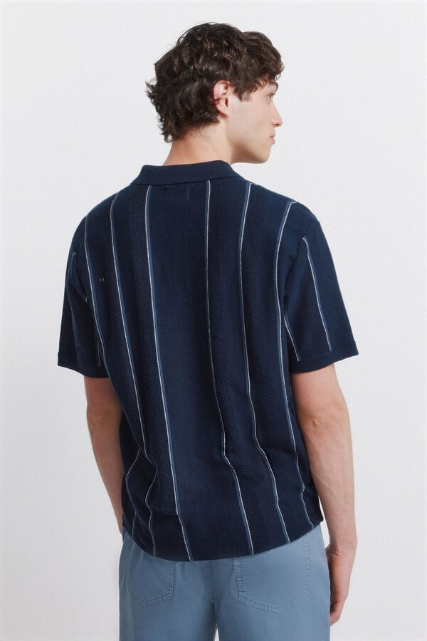 Springfield Striped structured polo shirt blue