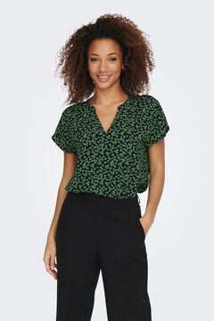 Springfield Plain V-neck blouse with short sleeves black