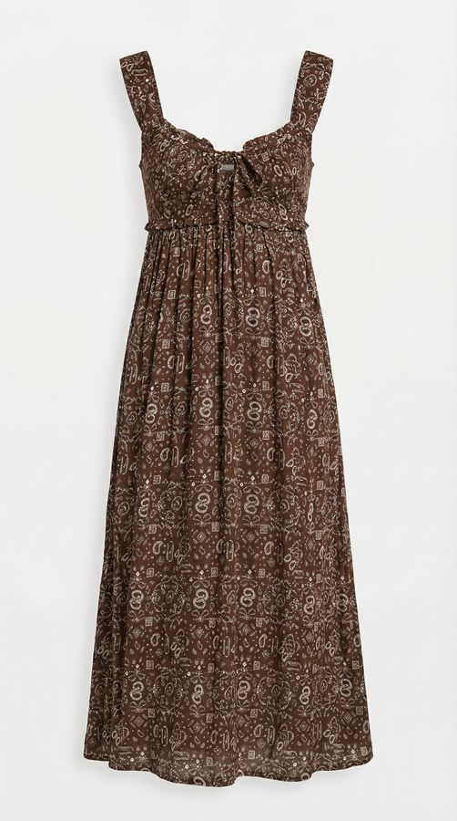 Springfield Robe midi smock&eacute;e &agrave; la poitrine marron