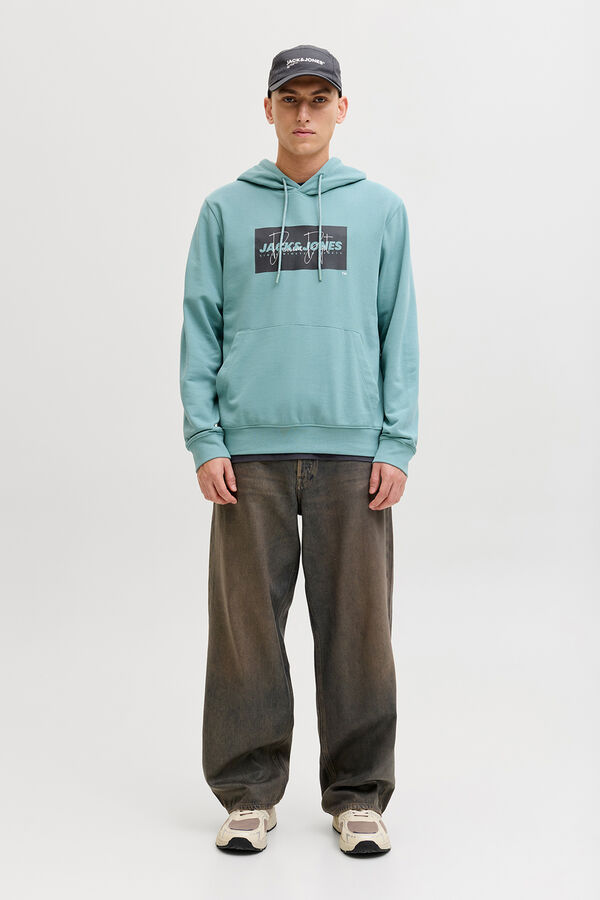 Jack & Jones Sudadera con capucha logo turquesa