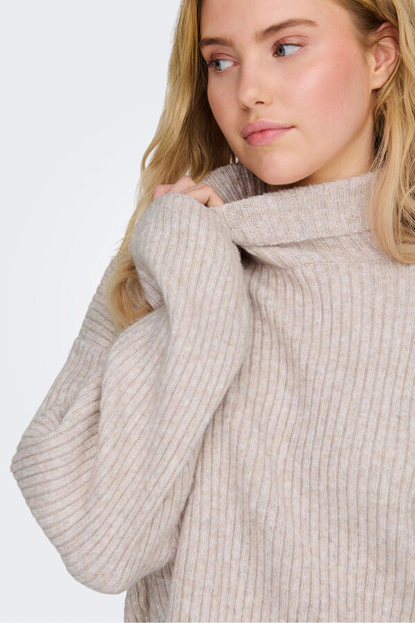 Only Jersey de cuello alto beige