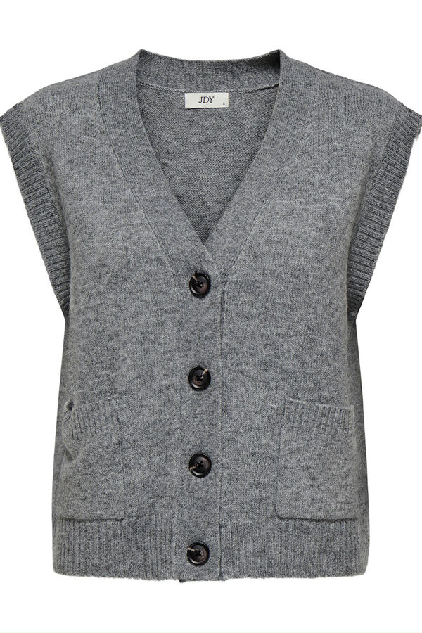 JDY Buttoned jersey-knit gilet grey