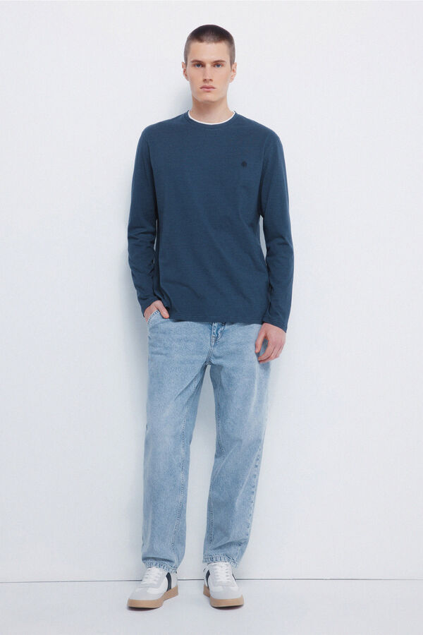 Springfield long sleeve double micro-stripe T-shirt blue