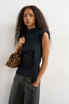 Topshop Top sem mangas com detalhe de n&oacute; preto