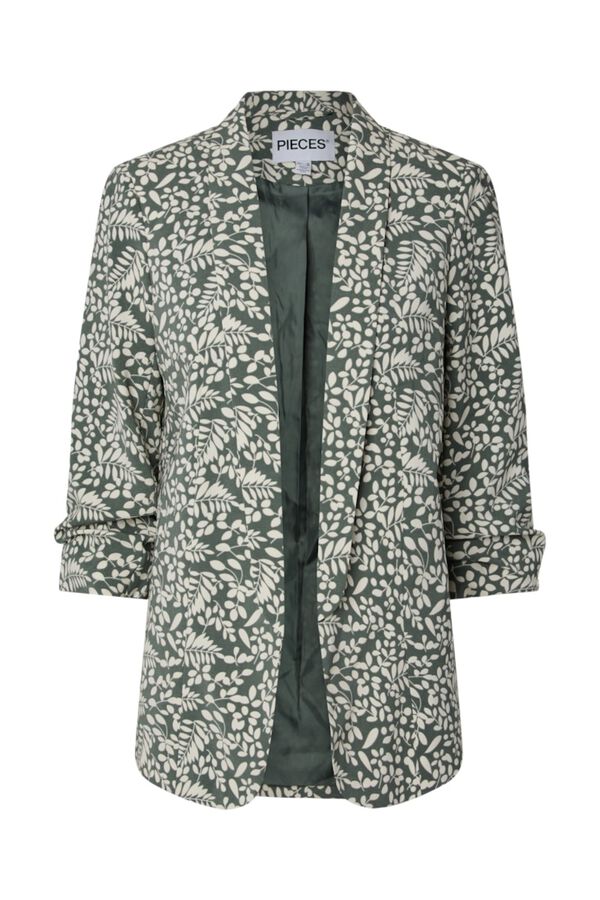 Pieces Floral print three-quarter sleeve blazer green