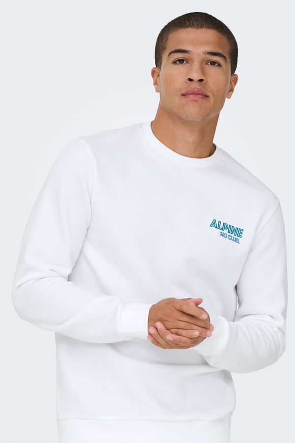 Only & Sons Sweatshirt mit Rundhalsausschnitt Wei&szlig;