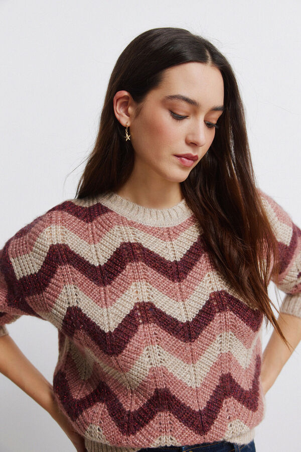 Springfield Zigzag border jumper pink