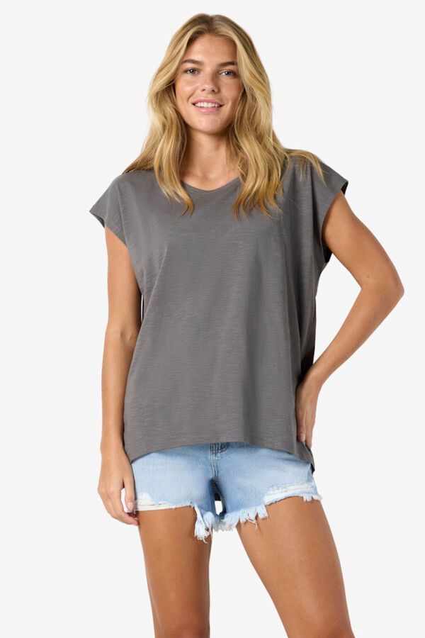 Noisy May Short sleeve round neck T-shirt grey