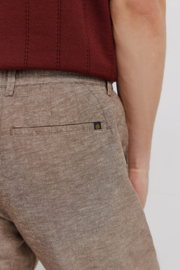 Springfield Linen comfort fit chinos nude